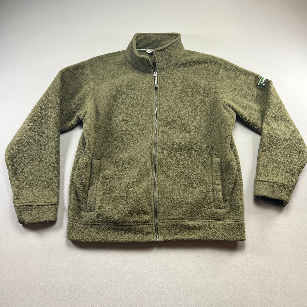 Orvis Fleece Jacket Men Medium Olive Green Full Zip Mock Neck Long Sleeve Winter